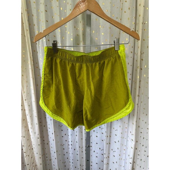 NIKE Women's Tempo Dri Fit Reflective Green Attached Brief Running Shorts L - Picture 3 of 5